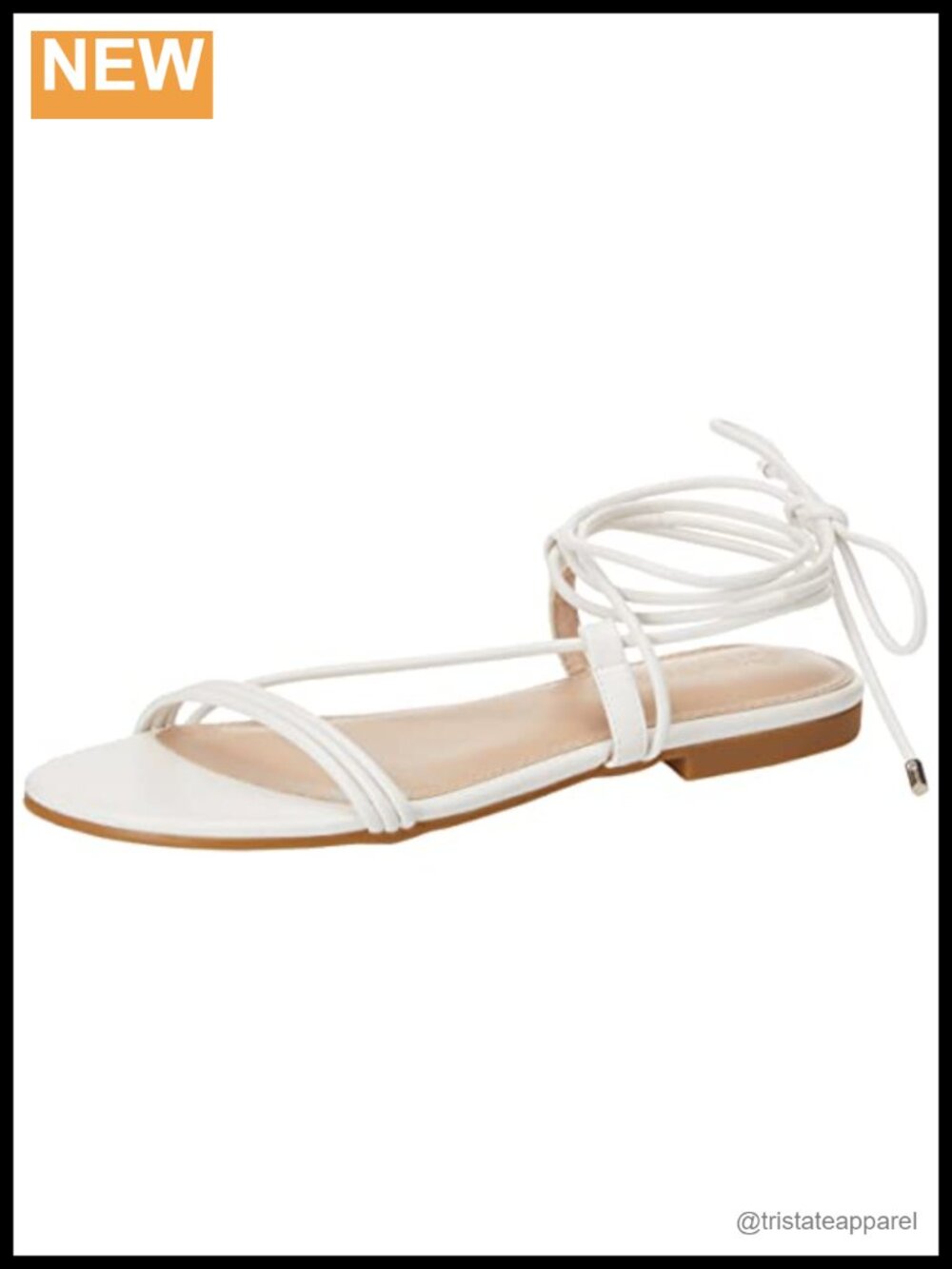 Strappy Flat Sandal Lace Up Ankle Strap Round Toe